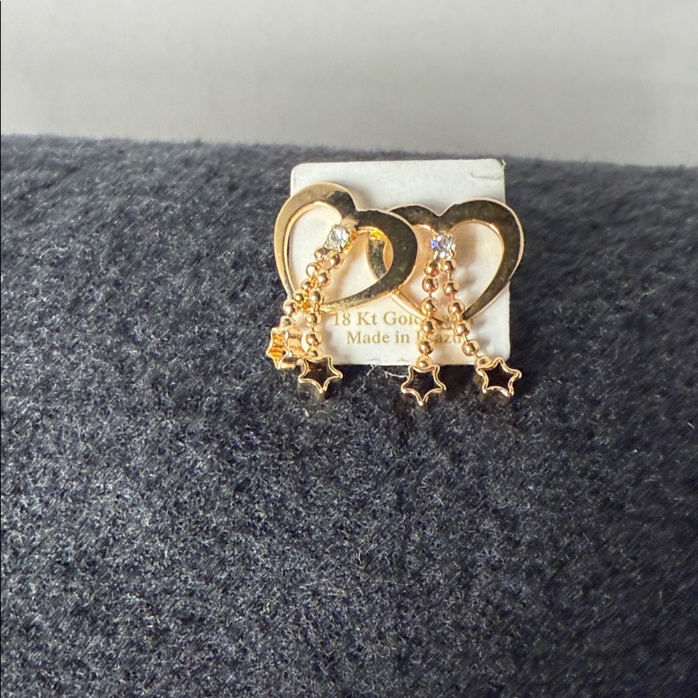 Lacoste Gold Heart Earrings with Star Charms
